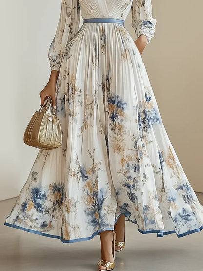 Halston | Chic Off Shoulder Ruffle Maxi Dress