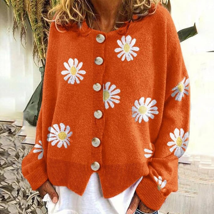 Floral Stitched Women's Cardigan Sweater