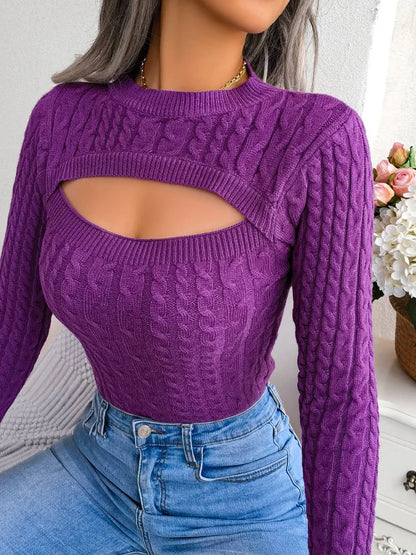 Cozy Cable Knit Women's Cut Out Top