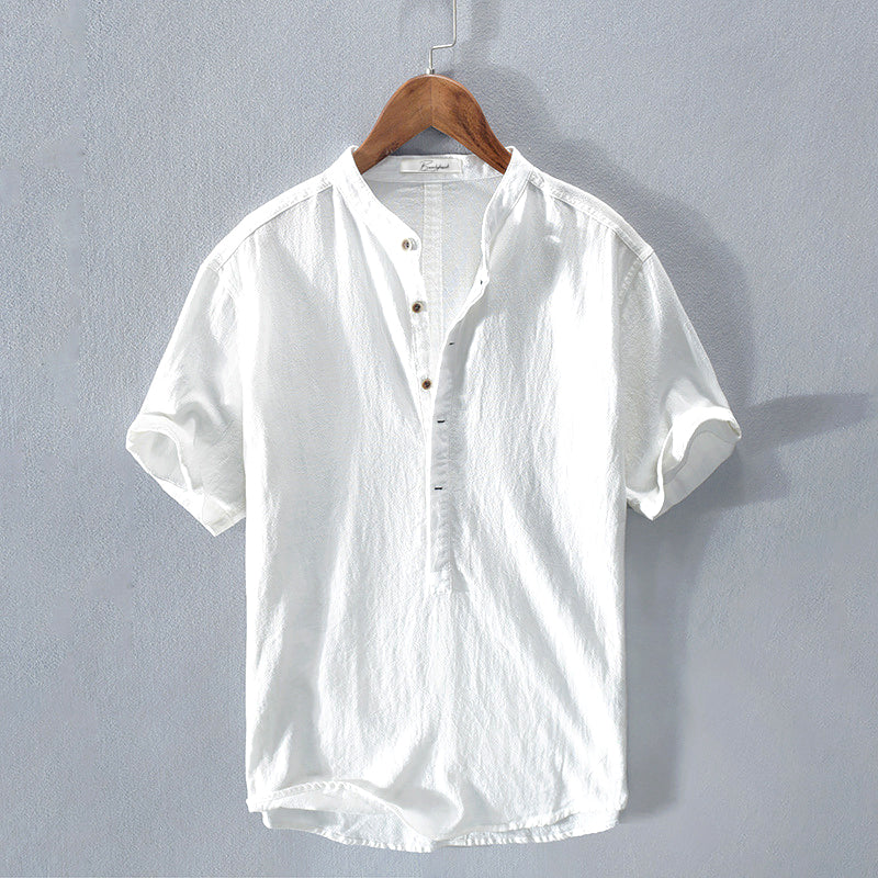 Men's Breathable Short Sleeve Casual Henley Tee Shirt