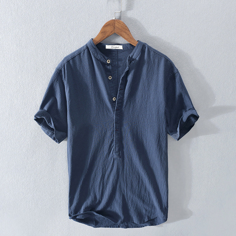 Men's Breathable Short Sleeve Casual Henley Tee Shirt