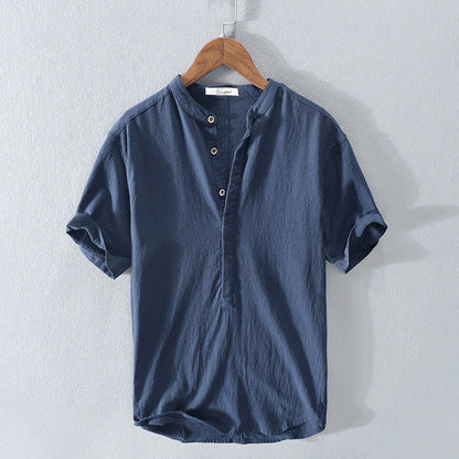 Men's Breathable Short Sleeve Casual Henley Tee Shirt