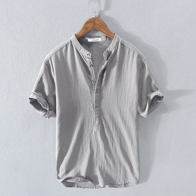 Men's Breathable Short Sleeve Casual Henley Tee Shirt