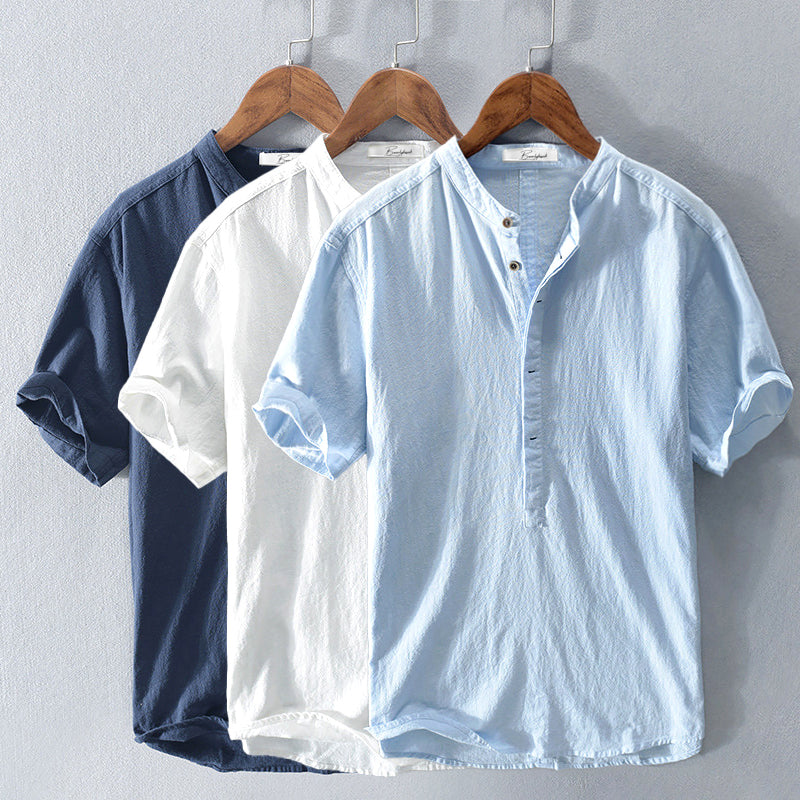 Men's Breathable Short Sleeve Casual Henley Tee Shirt