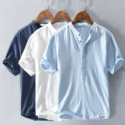 Men's Breathable Short Sleeve Casual Henley Tee Shirt