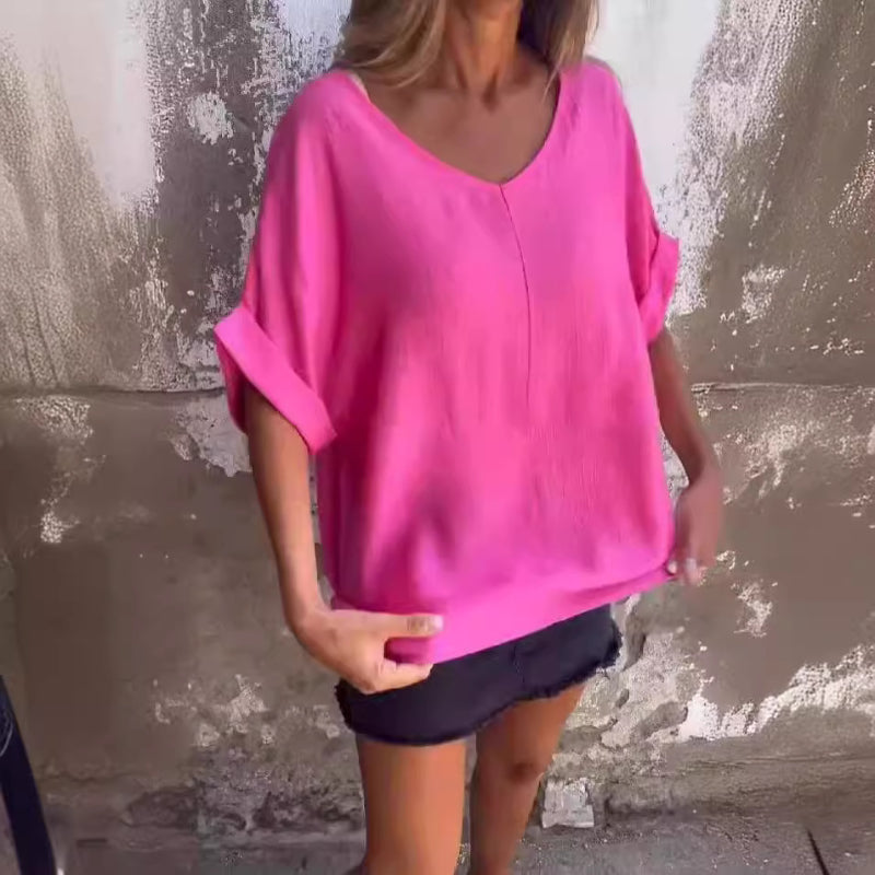 Relaxed Fit Women's V-Neck Shirt