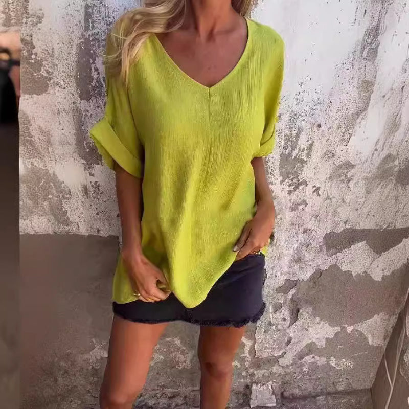 Relaxed Fit Women's V-Neck Shirt