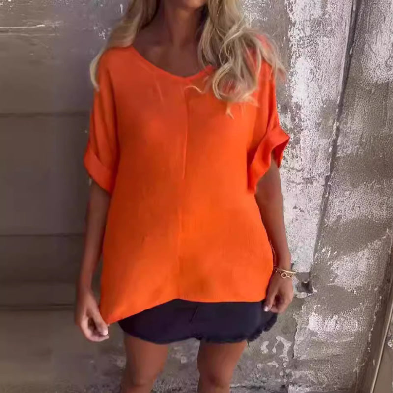 Relaxed Fit Women's V-Neck Shirt