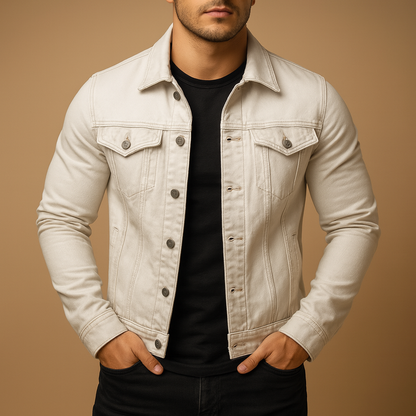 Men’s denim jacket with regular fit, button closure, chest and side pockets. Perfect for casual daily wear or cool summer evenings.