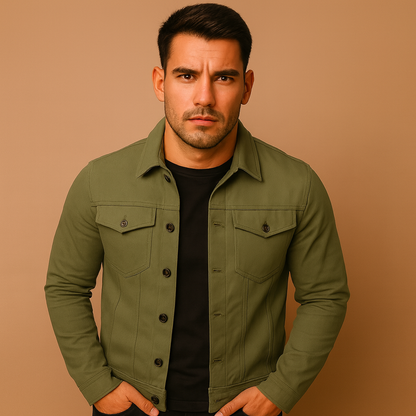 Men’s denim jacket with regular fit, button closure, chest and side pockets. Perfect for casual daily wear or cool summer evenings.