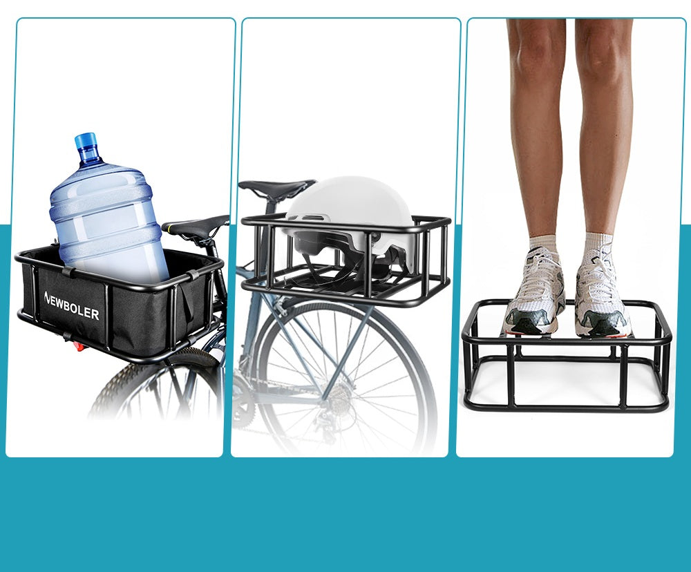 Strong Rear Bike Rack with Basket – Durable Metal Bike Storage