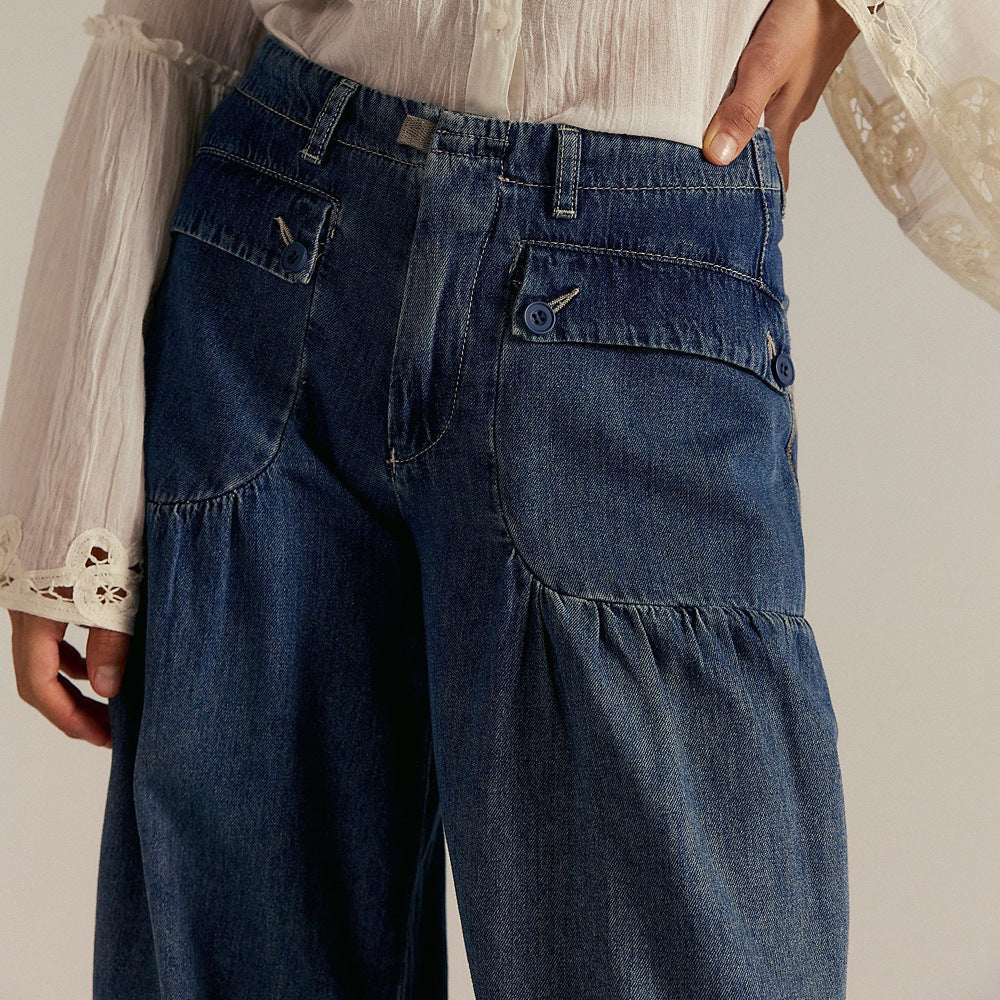 Loose Fit Womens Distressed Denim Jeans Pants