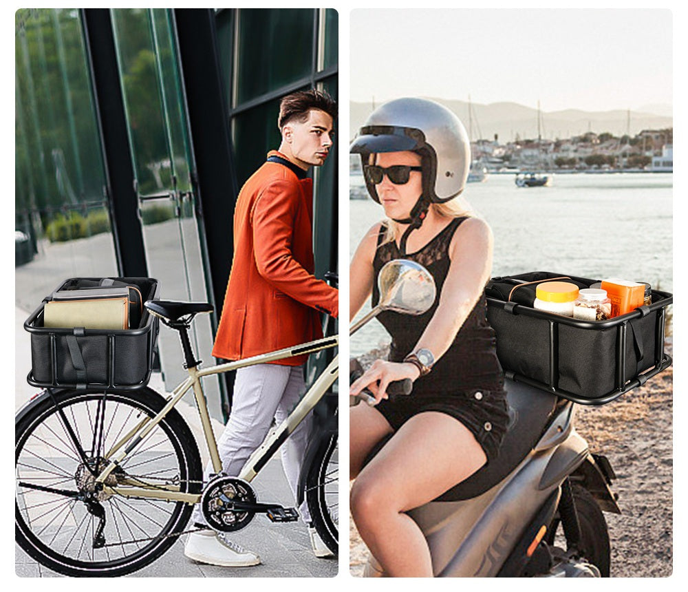 Strong Rear Bike Rack with Basket – Durable Metal Bike Storage