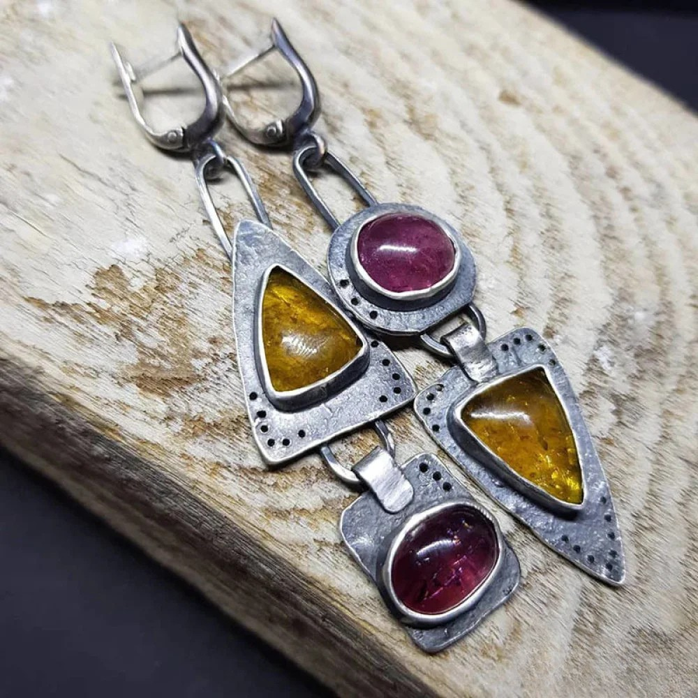 Vintage Geometric Drop Earrings - Luxivelle