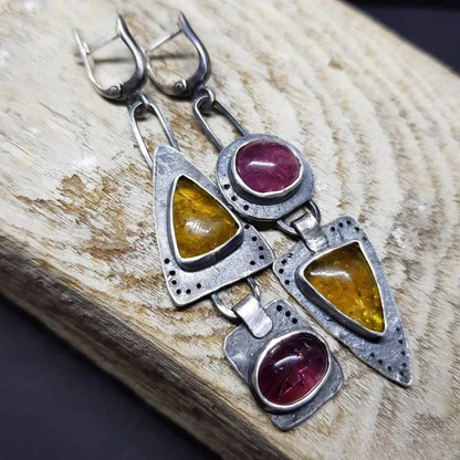 Vintage Geometric Drop Earrings - Luxivelle