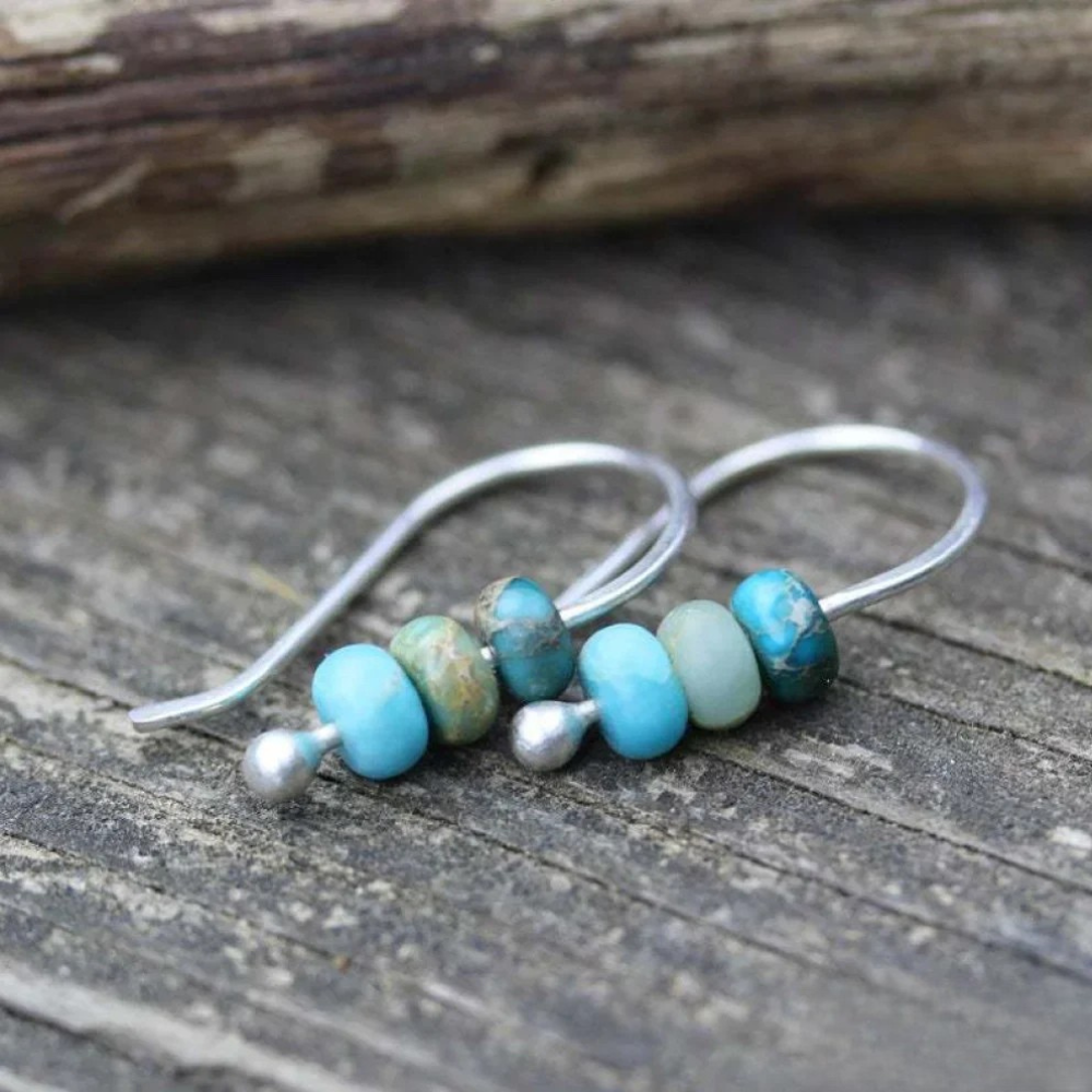 Blue Drop Gemstone Earrings