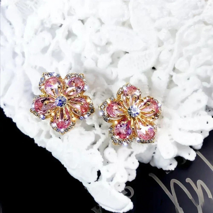 Sparkling Silver Earrings with Gemstone Drops