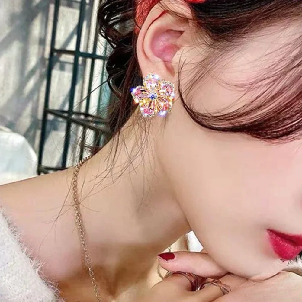 Sparkling Silver Earrings with Gemstone Drops