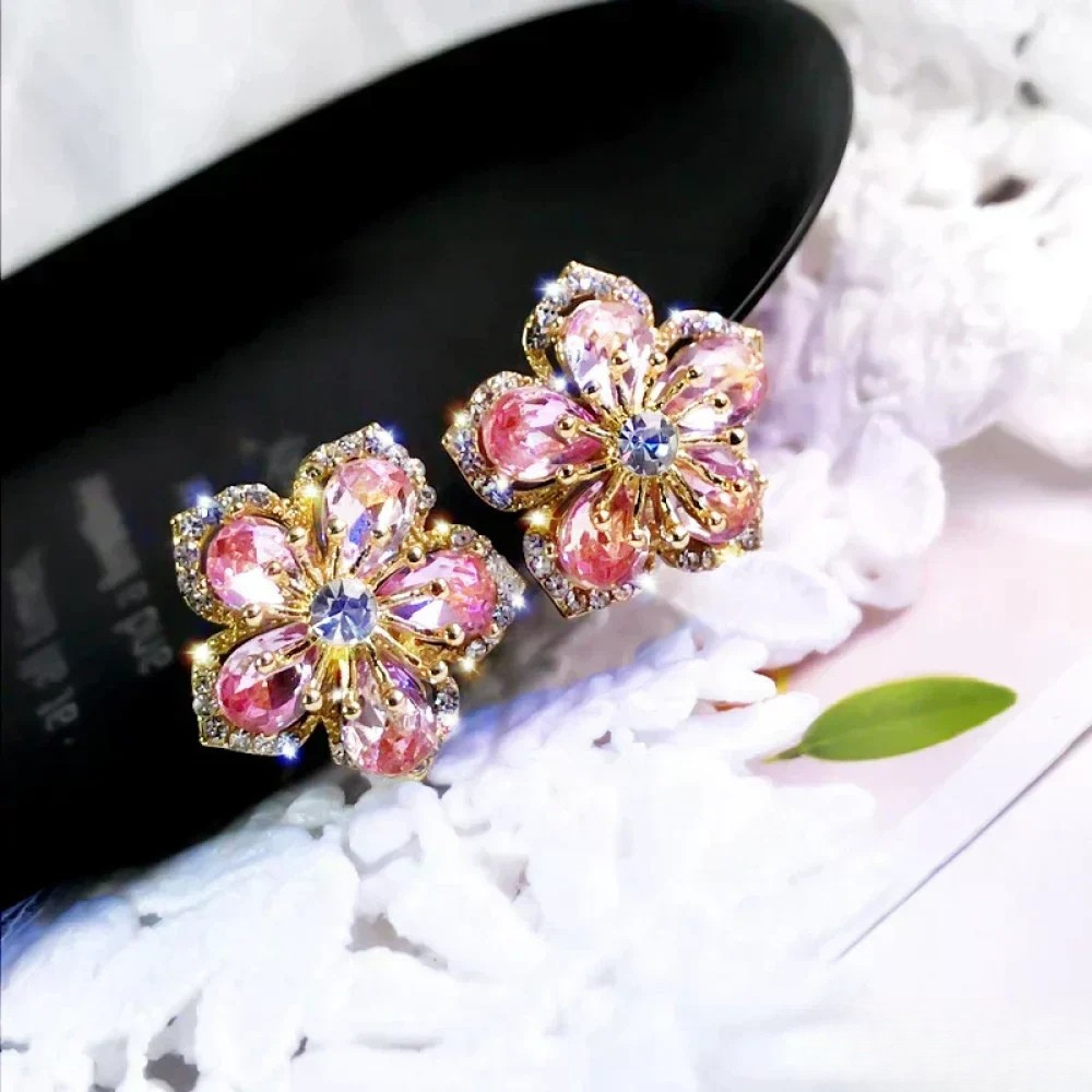 Sparkling Silver Earrings with Gemstone Drops