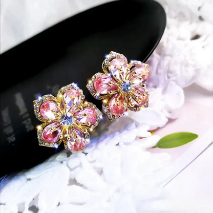 Sparkling Silver Earrings with Gemstone Drops