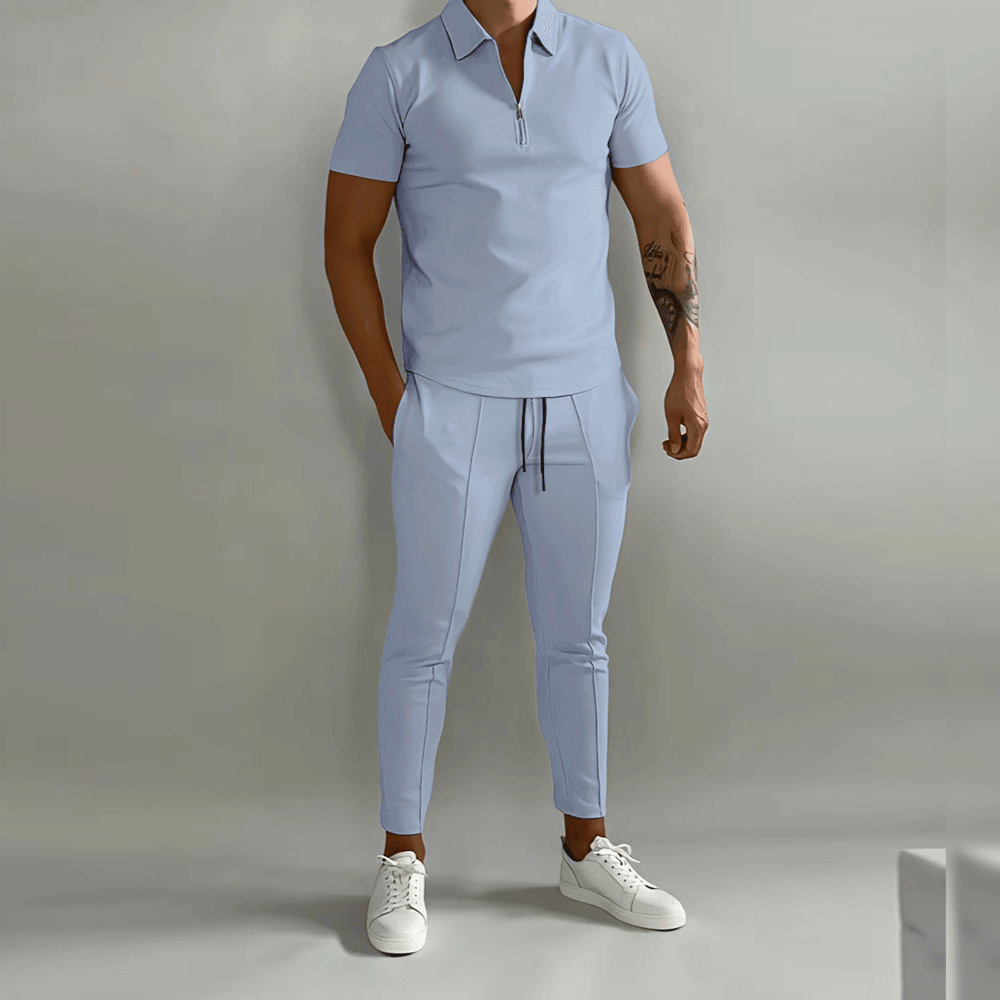 Men's Casual Cotton Polo and Pants Set
