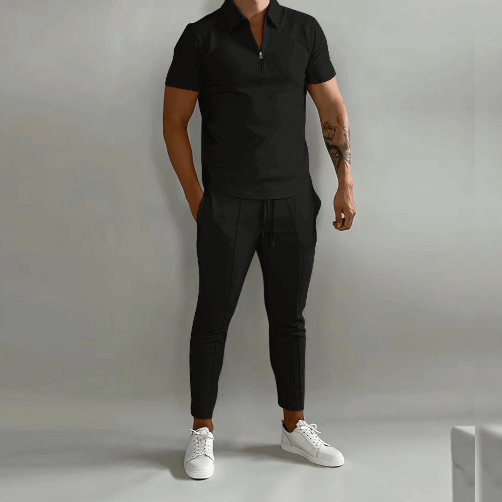 Men's Casual Cotton Polo and Pants Set