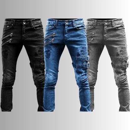 Trendy Men's Skinny Blue Jeans
