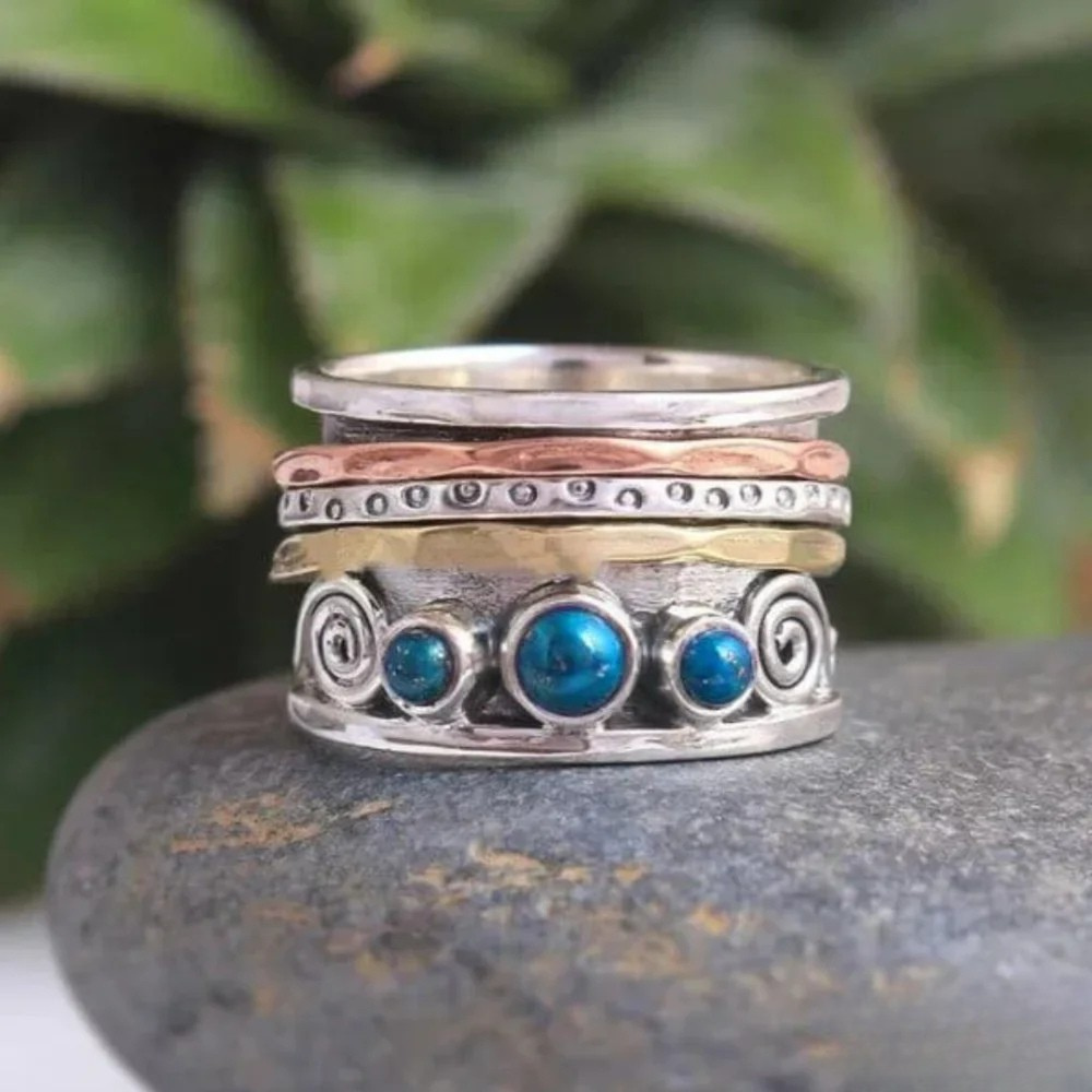 Blue Gemstone Yoga Ring - Luxivelle
