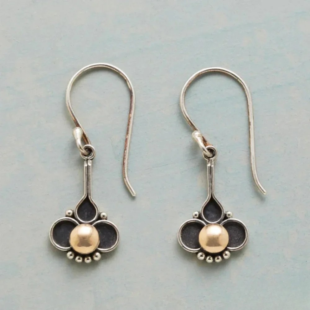 Vintage Floral Drop Pearl Earrings - Luxivelle
