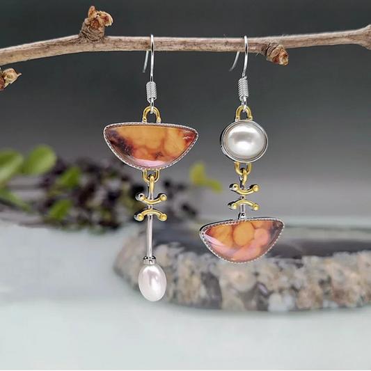 Vintage Boho Orange Gemstone Earrings - Luxivelle