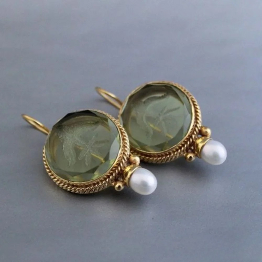 Classic Circle Emerald Drop Earrings - Luxivelle