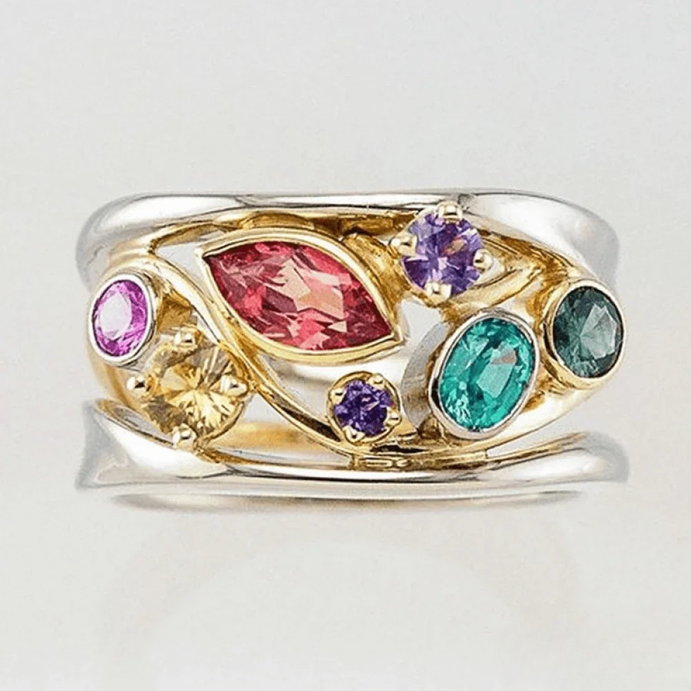 Classic Gold and Silver Tone Zirconia Ring - Luxivelle