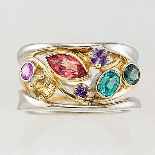 Classic Gold and Silver Tone Zirconia Ring - Luxivelle