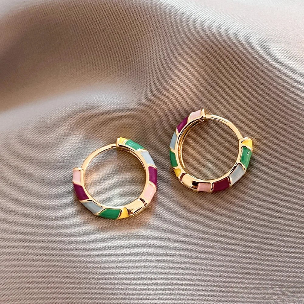 Luxurious Gold Drop Earrings with Vibrant Enamel - Luxivelle