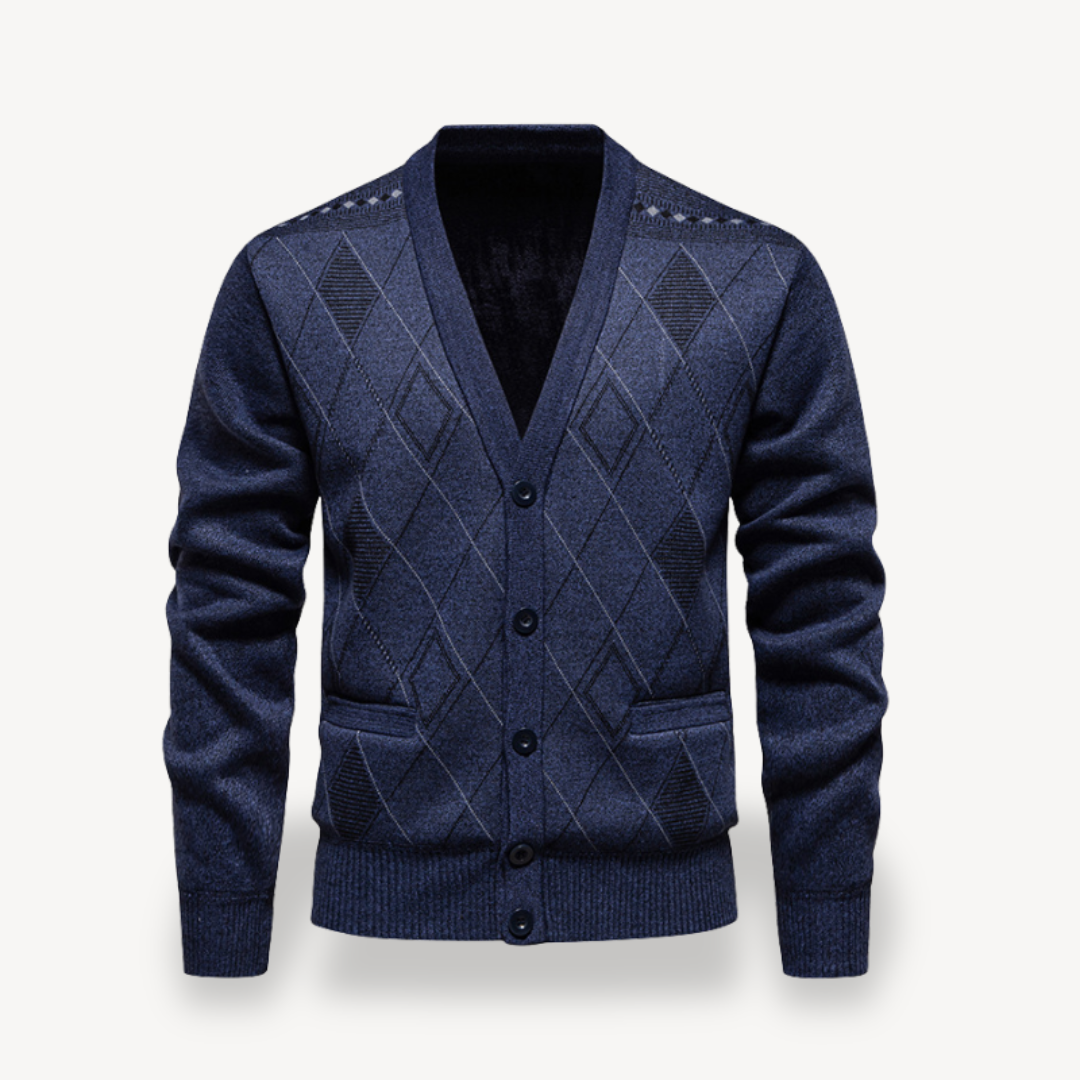 Diamond Knit Cardigan Sweater Men 0