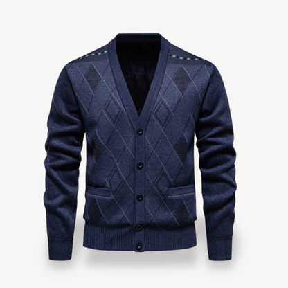 Diamond Knit Cardigan Sweater Men 0