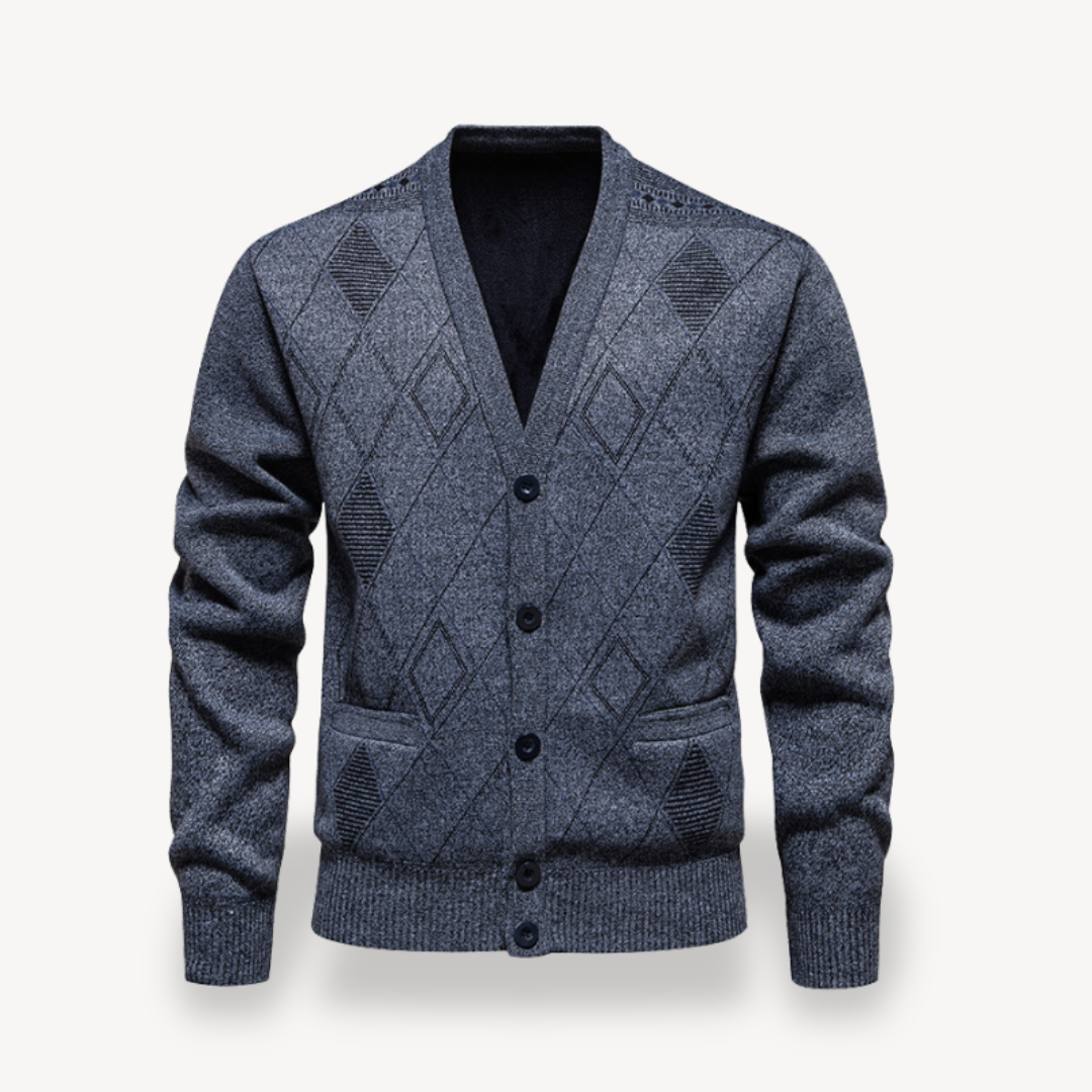 Diamond Knit Cardigan Sweater Men 2