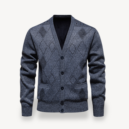 Diamond Knit Cardigan Sweater Men 2
