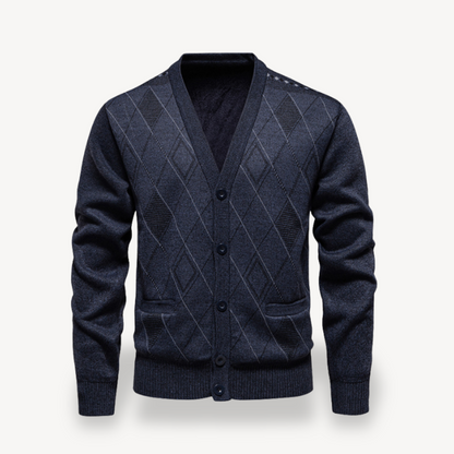 Diamond Knit Cardigan Sweater Men 4