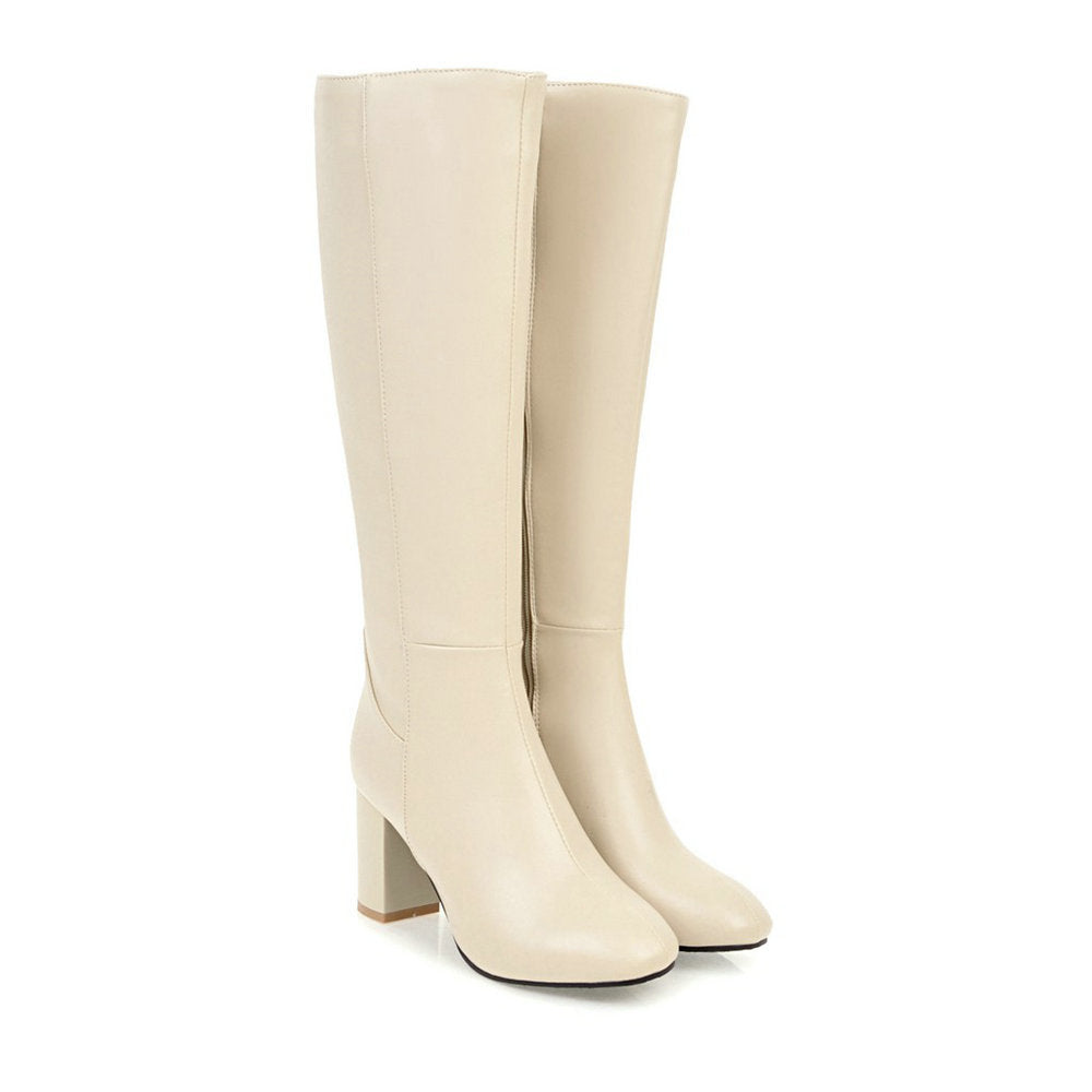 Tall Zip Up Boots for Women with Low Heel