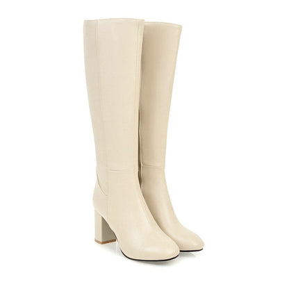 Tall Zip Up Boots for Women with Low Heel