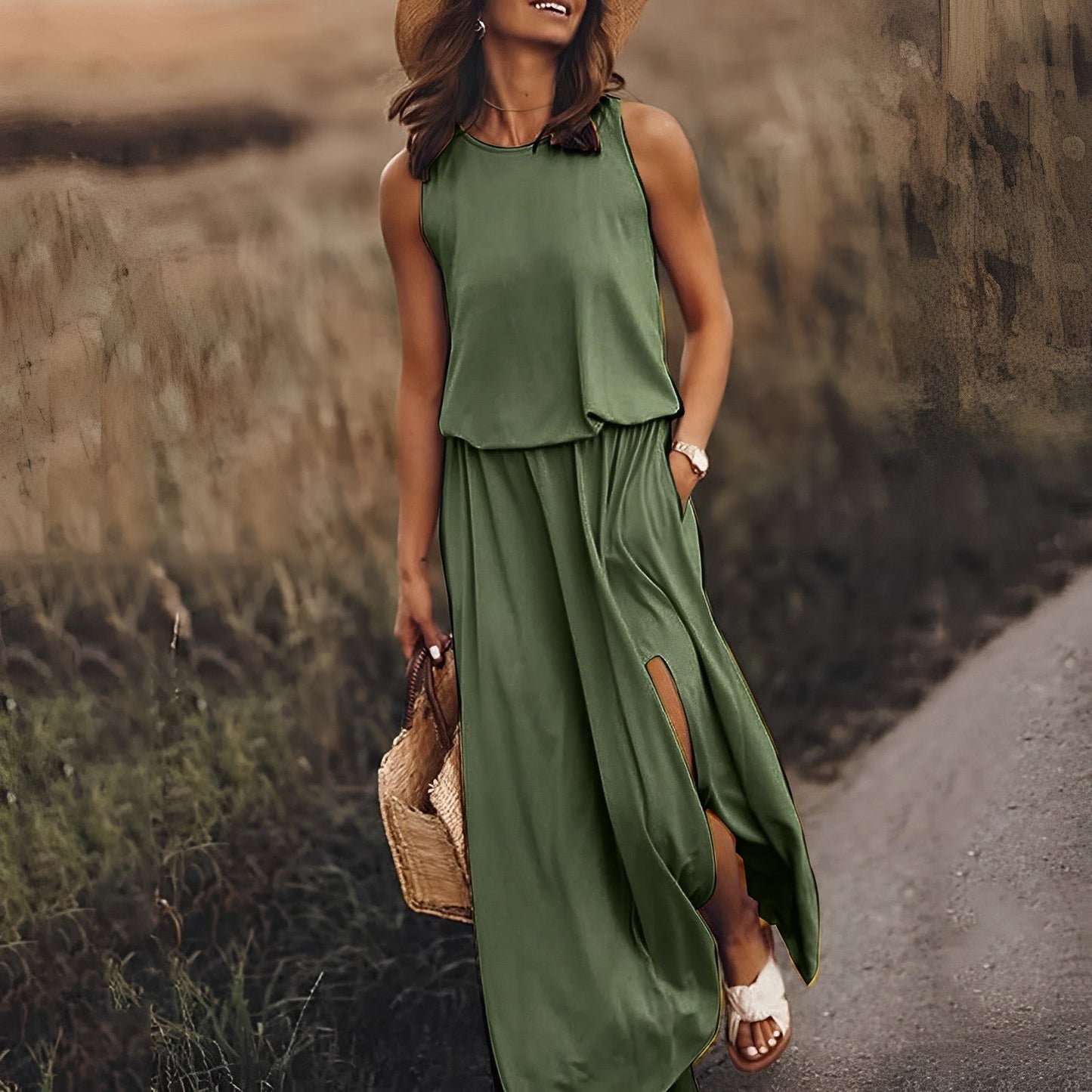 Sleeveless Cotton Maxi Dress | Vibrant, Airy and Elegant - Trendy Melbourne