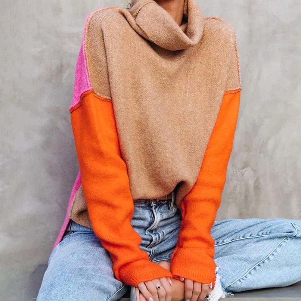 Doreen | Warm cotton sweater with color block design