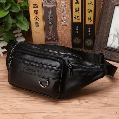 Authentic Leather Men's Waist Pack - Large Crossbody Bag - Luxivelle