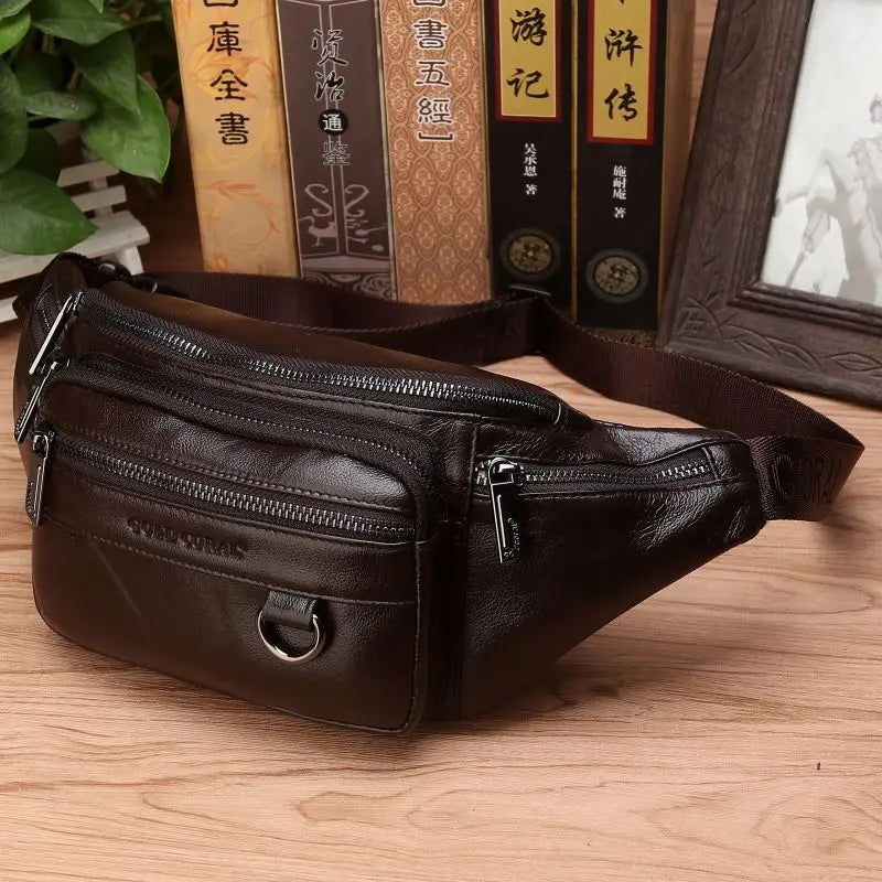 Authentic Leather Men's Waist Pack - Large Crossbody Bag