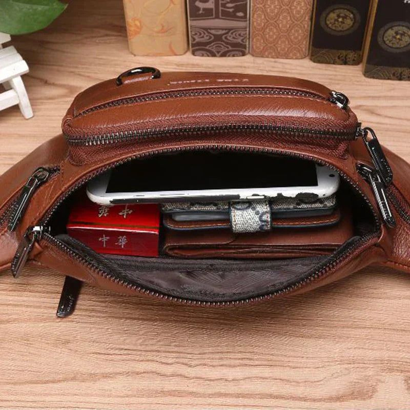 Authentic Leather Men's Waist Pack - Large Crossbody Bag