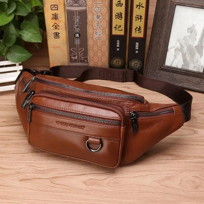 Authentic Leather Men's Waist Pack - Large Crossbody Bag