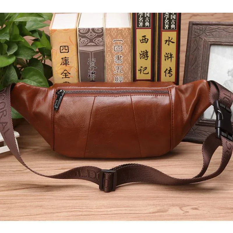 Authentic Leather Men's Waist Pack - Large Crossbody Bag