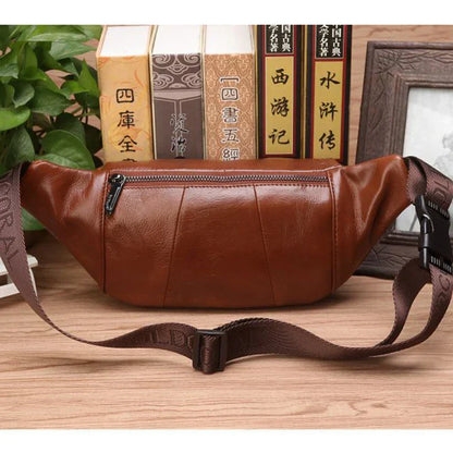 Authentic Leather Men's Waist Pack - Large Crossbody Bag