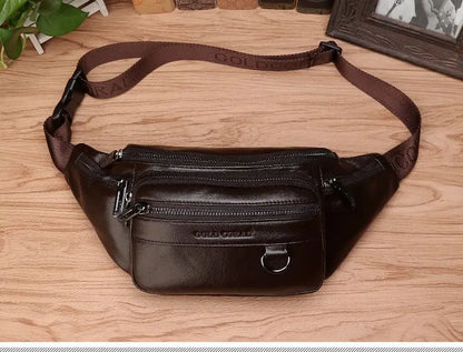 Authentic Leather Men's Waist Pack - Large Crossbody Bag